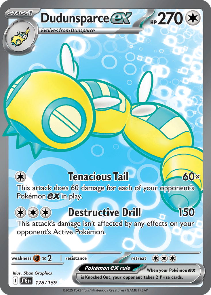 Dudunsparce ex 178/159 Ultra Rare Journey Together Pokemon Near Mint