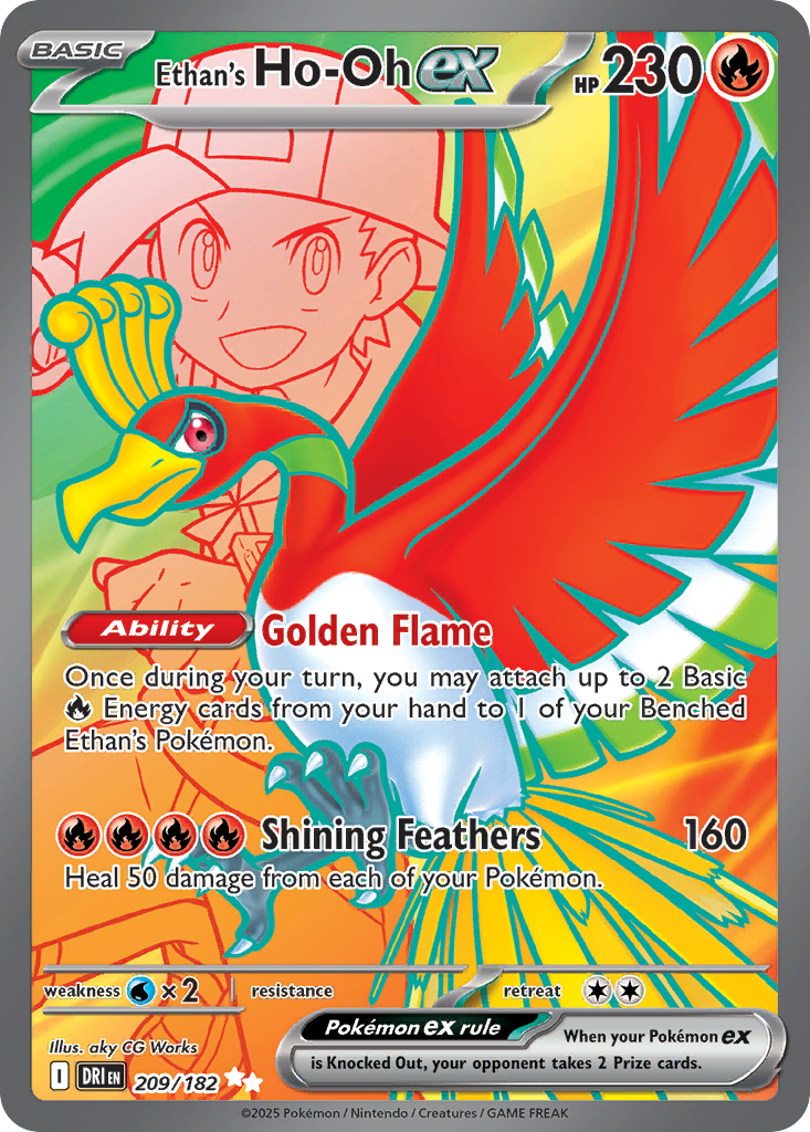 Ethan's Ho-Oh ex 209/182 Ultra Rare Destined Rivals Pokemon Near Mint