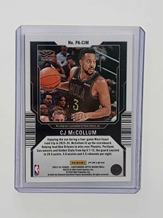 2023 Panini Contenders Optic Perennial Blue Prizm /75 CJ McCollum #PA-CJM Auto