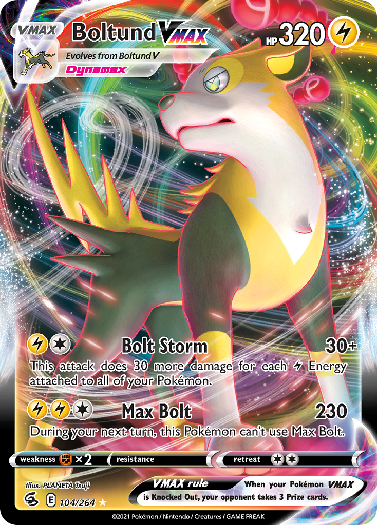 Boltund VMAX 104/264 Holo VMAX Rare Fusion Strike Pokemon Near Mint