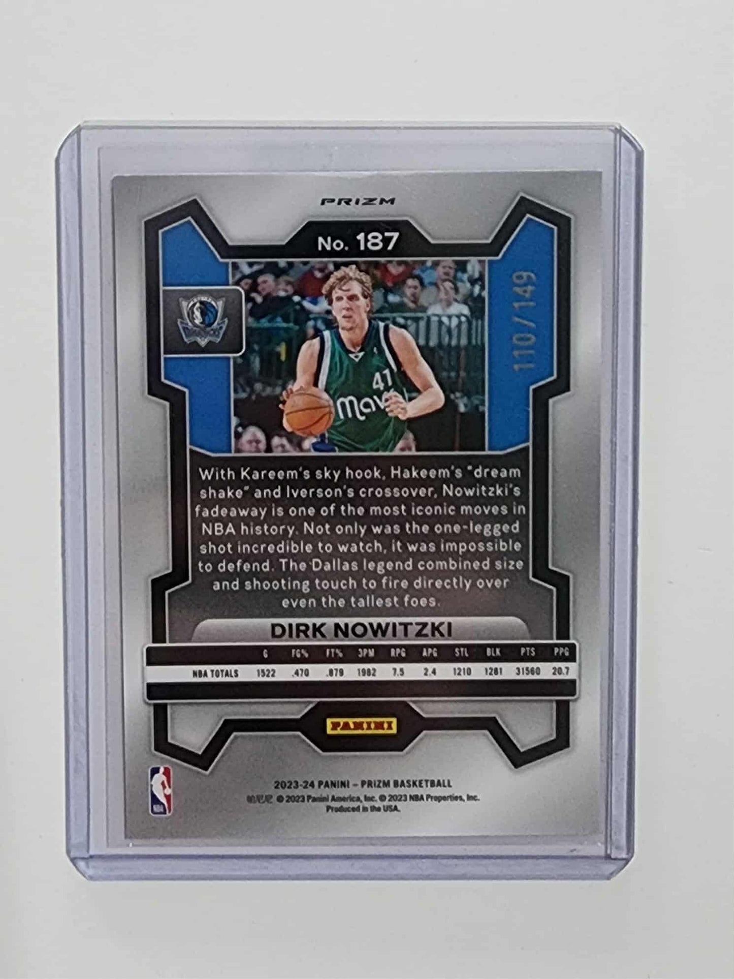 2023-24 Panini Prizm Prizms Purple Ice Dirk Nowitzki /149 Dallas Mavericks #187