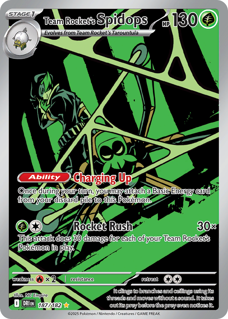 Team Rocket's Spidops 187/182 Illustration Rare Destined Rivals Pokemon NM