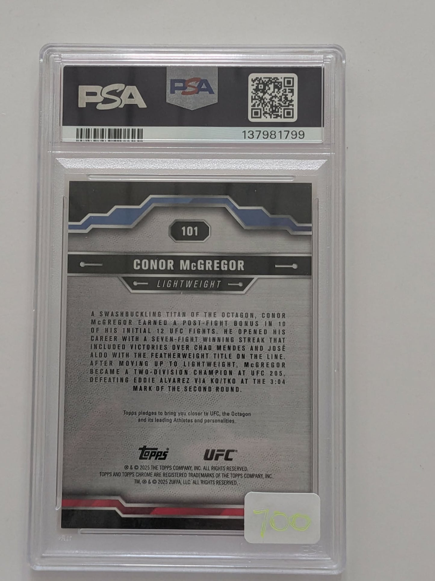 2025 Topps sapphire Conor McGregor GOLD PSA 9