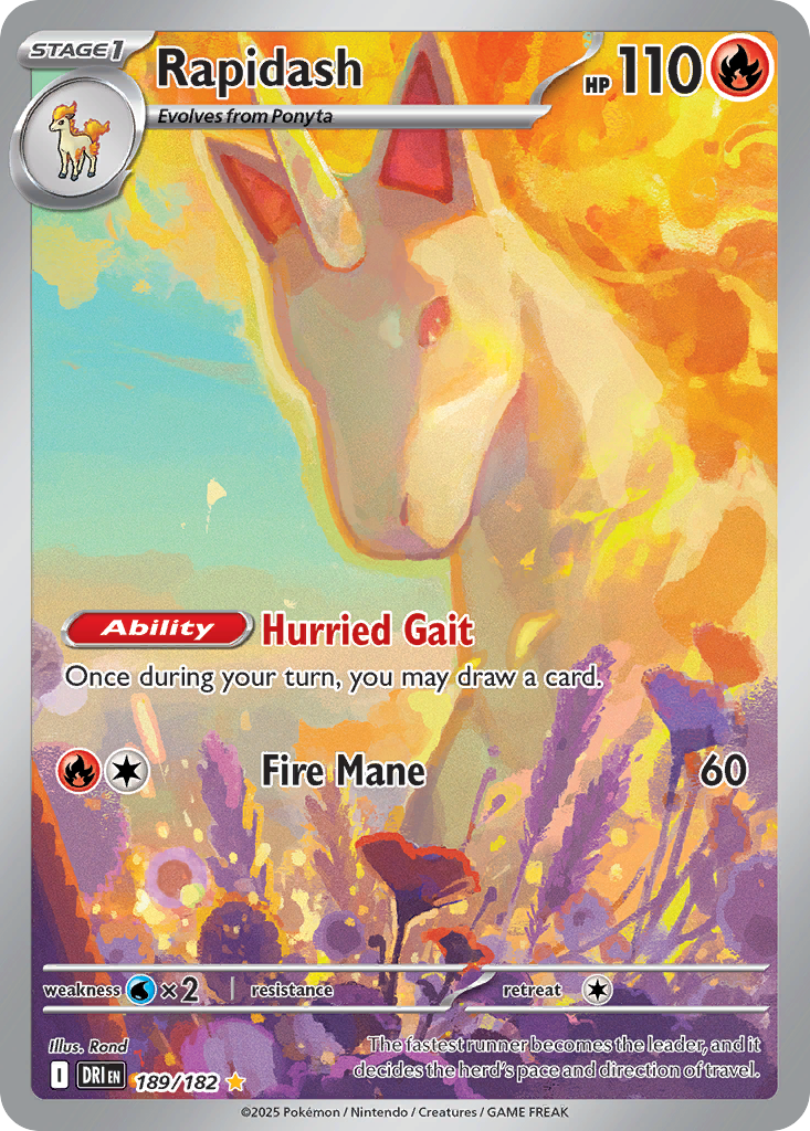 Rapidash 189/182 Illustration Rare Destined Rivals Pokemon Near Mint