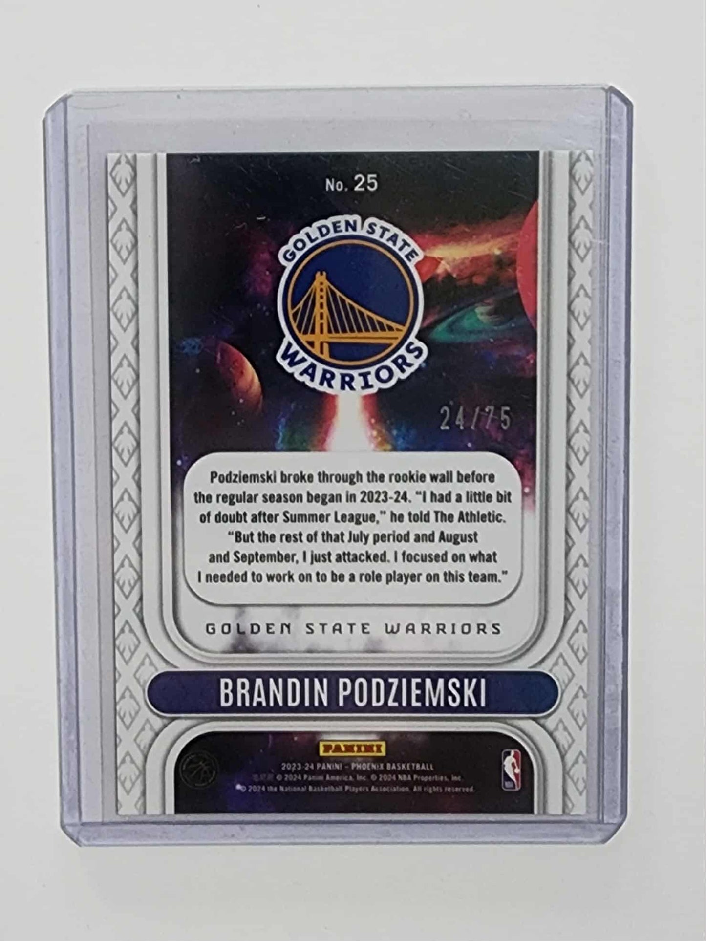 2023-24 Panini Phoenix - Rookie Rising Purple #25 Brandin Podziemski /75 (SP)
