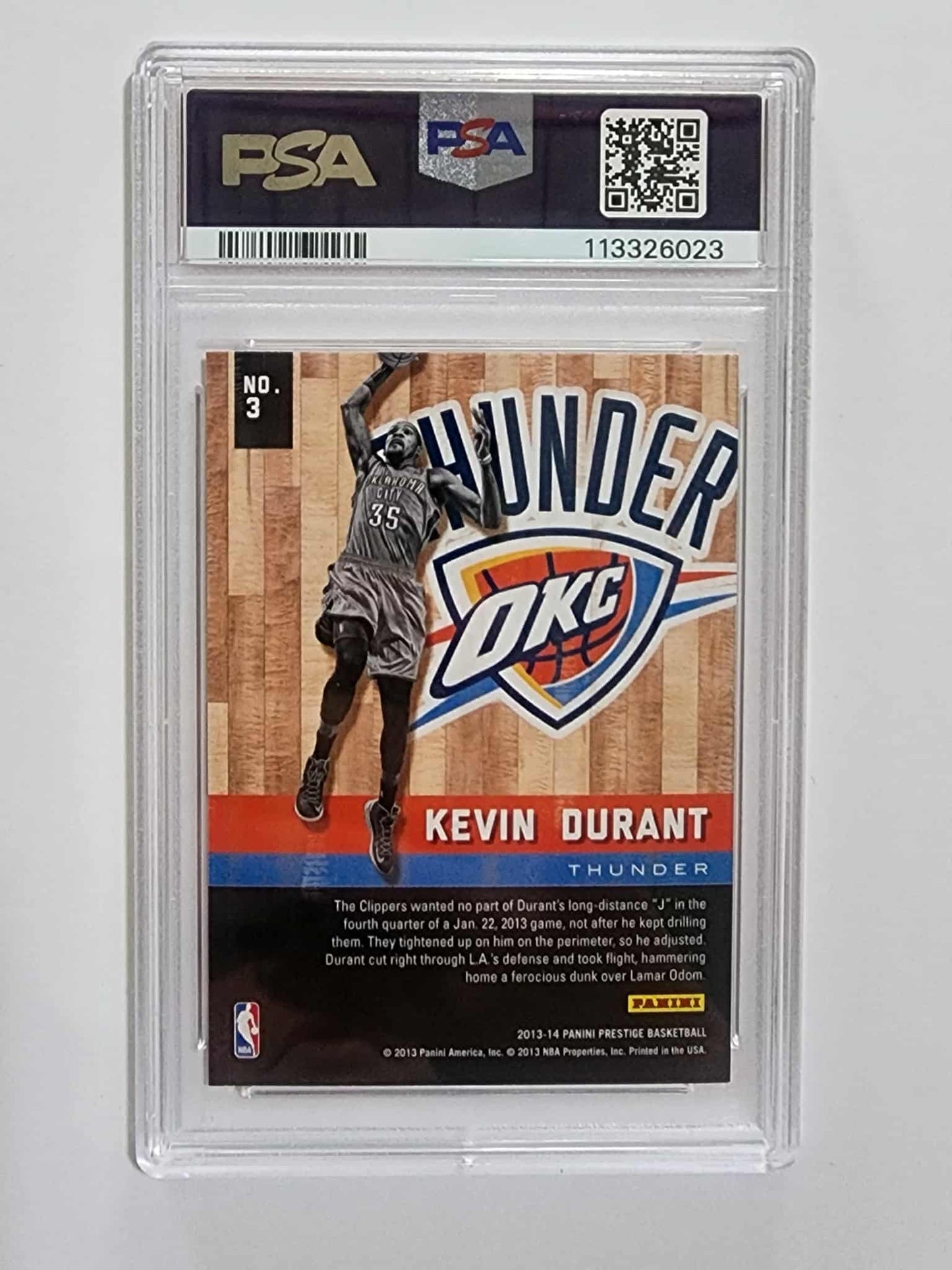 2013 Panini Prestige Kevin Durant PSA 9 #3 Hardcourt Heroes Card NEW CASE LowPop