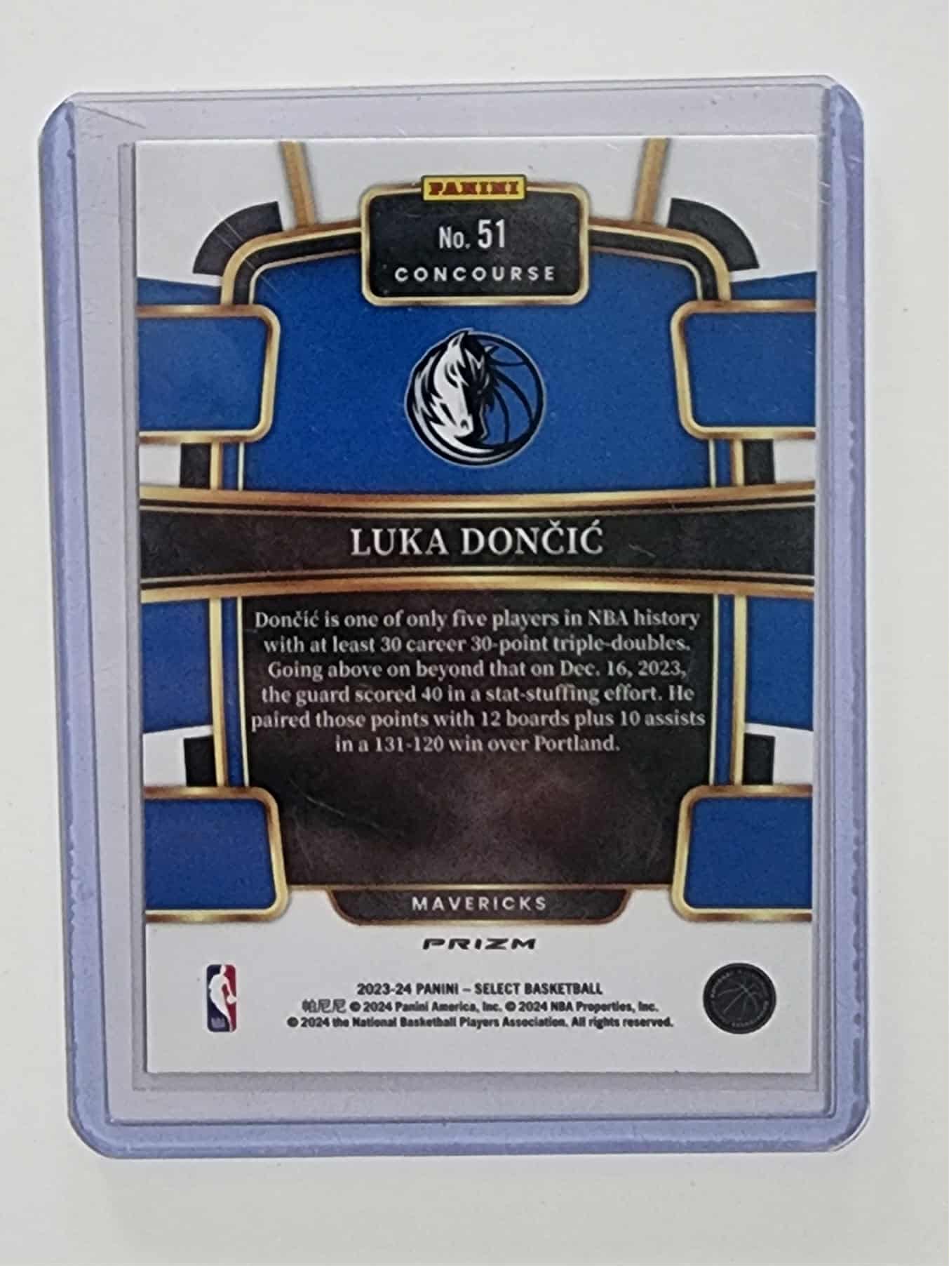 2023-24 Panini Select Green White Purple Prizms #51 Luka Doncic Dallas Mavericks