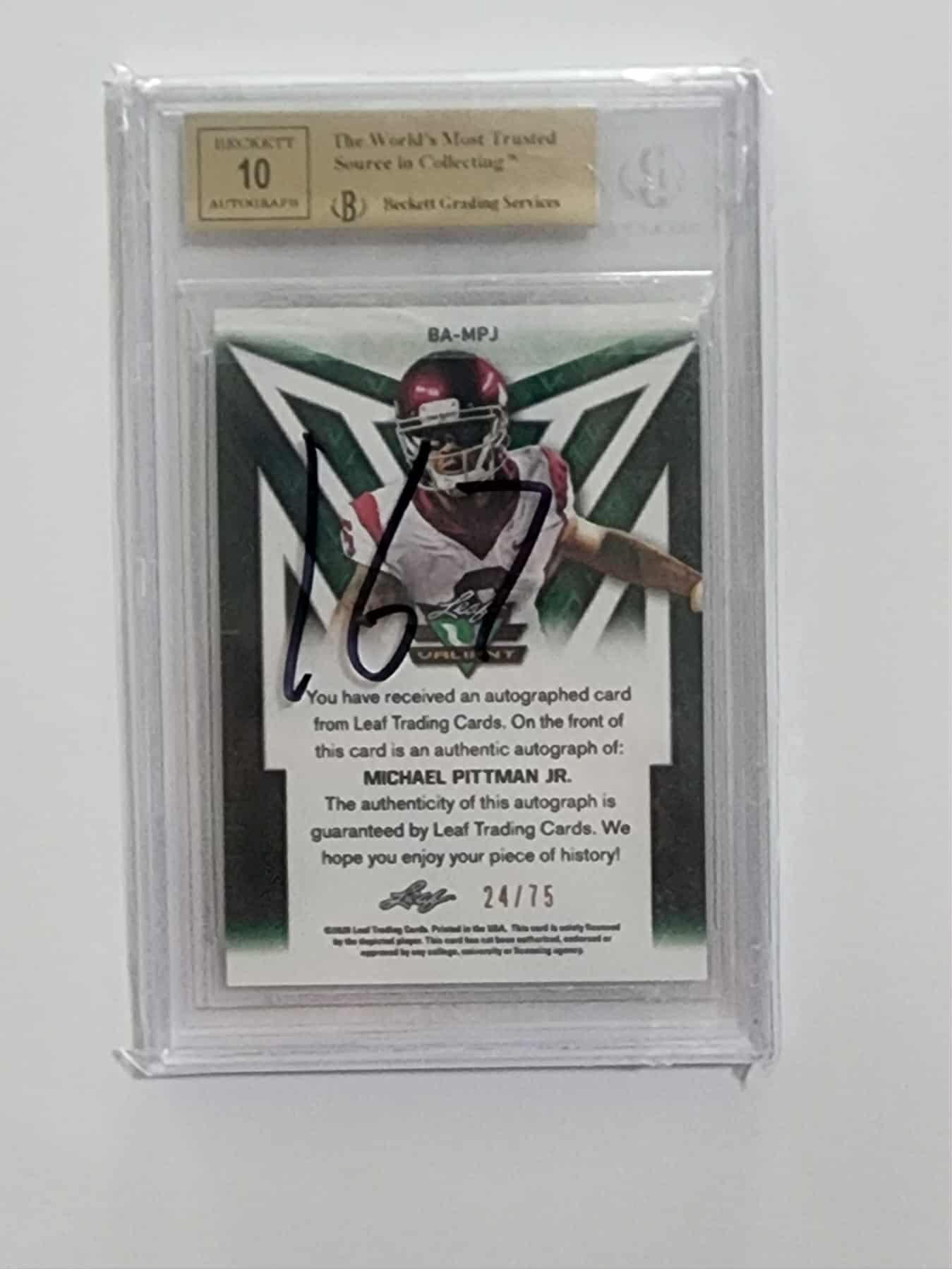 2020 Leaf Valiant RC Green Auto #BA-MPJ Michael Pittman Jr. USC /75 bgs 9.5