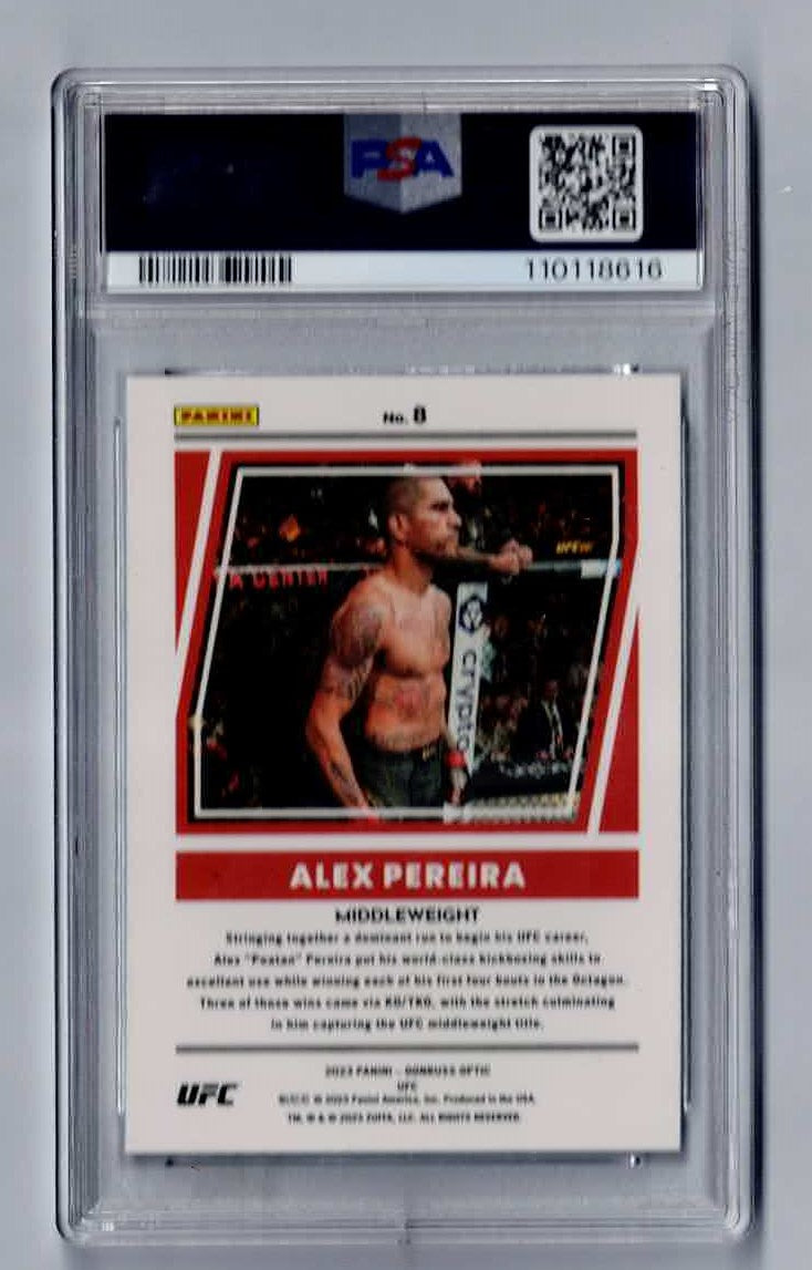 2023 Donruss Optic UFC Alex Pereira Dominators #8 Card PSA 9