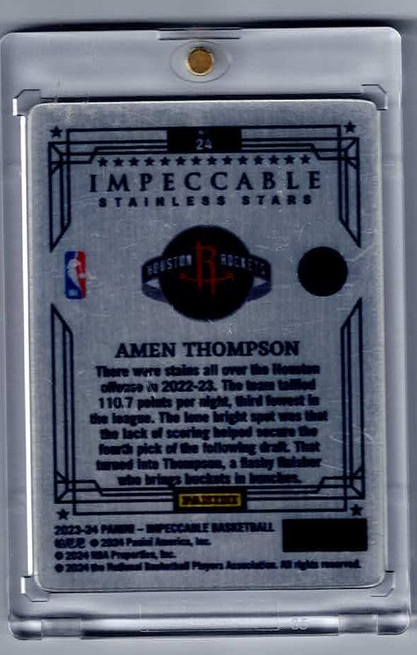 2023-24 Impeccable #24 Amen Thompson Stainless Stars Red Prizm Rookie RC