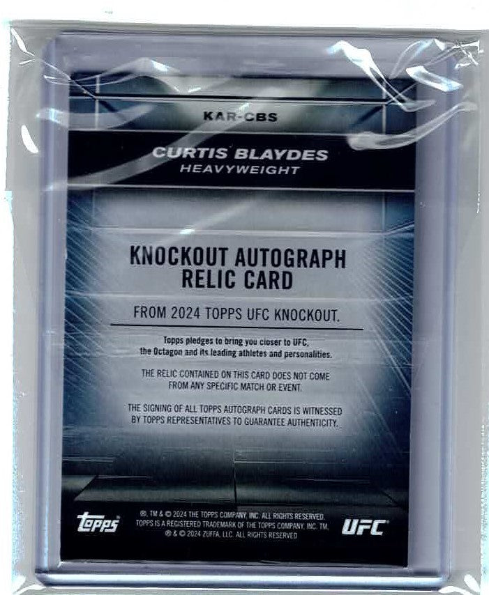 CURTIS BLAYDES 2024 TOPPS UFC KNOCKOUT AUTOGRAPH RELIC PATCH AUTO #D 71/99 KAR-CBS