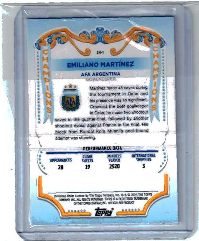2023 Topps Argentina Fileteado Emiliano Martinez Champions CH-1