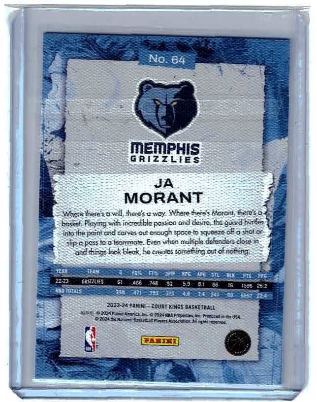 2023-24 NBA Panini Court Kings Ja Morant #64 Memphis Grizzlies