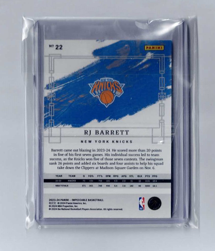 2023-24 IMPECCABLE RJ BARRETT RED BASE KNICKS