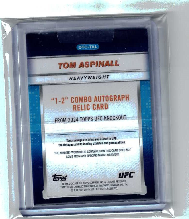 TOM ASPINALL 2024 TOPPS UFC KNOCKOUT PATCH AUTOGRAPH RED AUTO 11/25 ON CARD