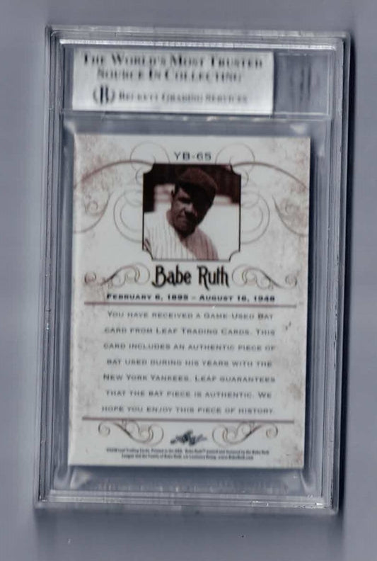 2016 Leaf Babe Ruth NYY game used bat 1/1 YB-65 card BGS 9