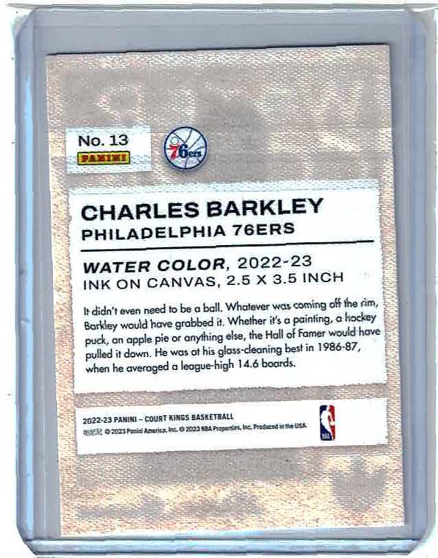 Charles Barkley 2022-23 Panini Court Kings WATER COLOR Insert Card (no.13)