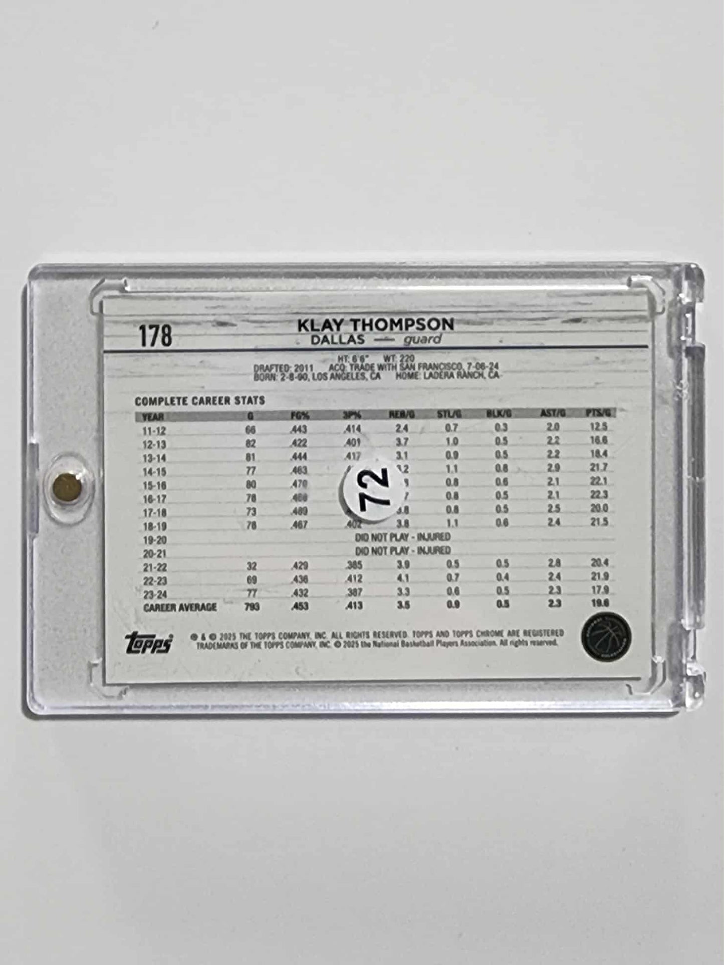 2024-25 Topps Chrome Basketball Klay Thompson #178 gold cracked ice - /50