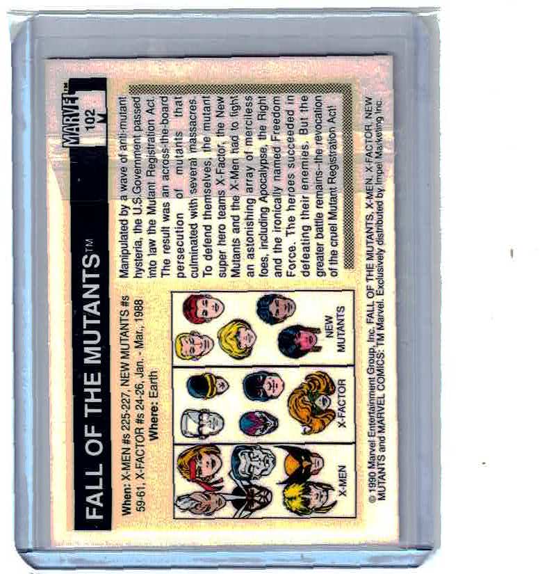 1990 Marvel Comics Famous Battles Trading Card #102 Fall Of The Mutants