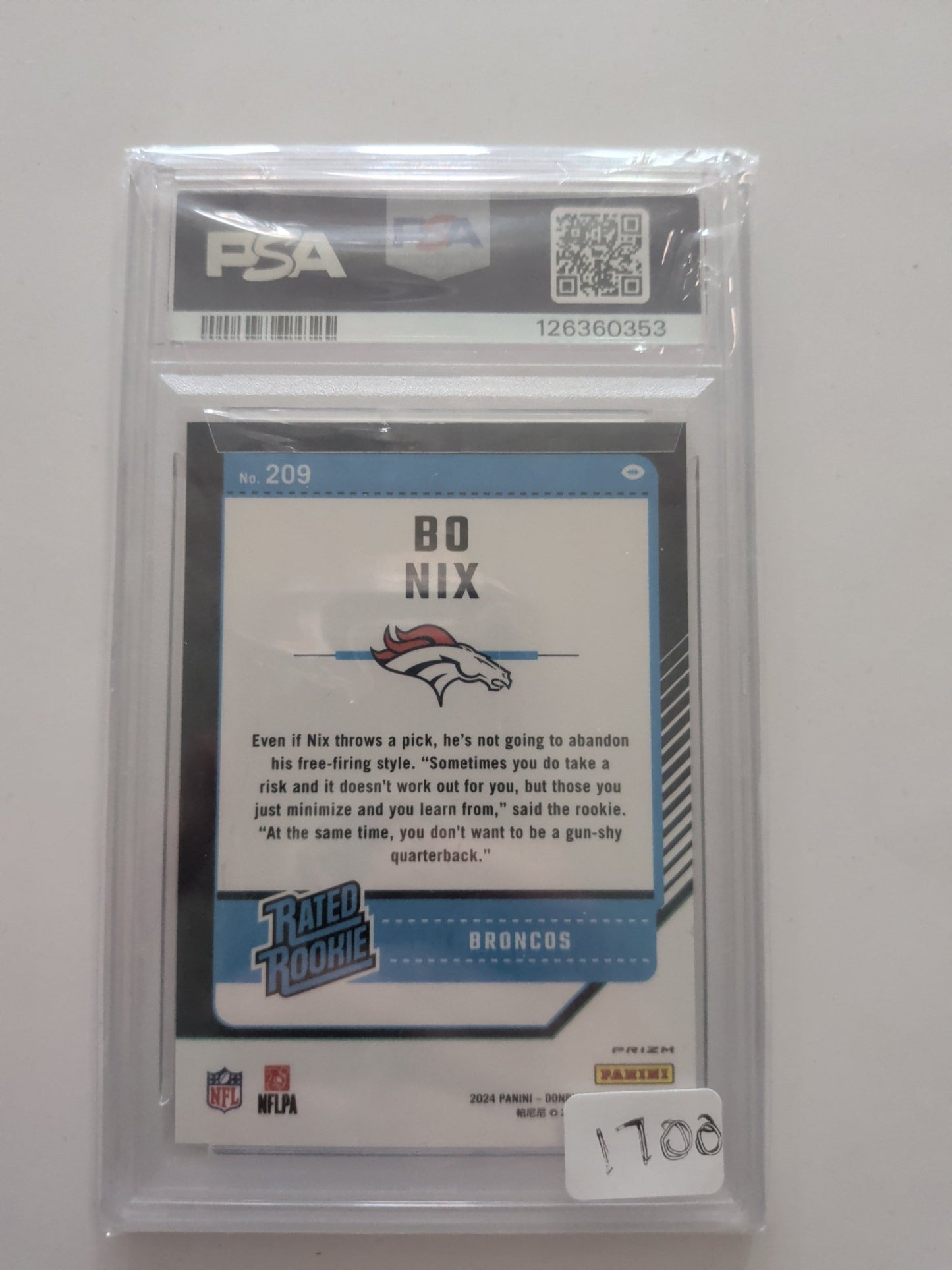 2024 Panini Donruss Optic - Rated Rookie Bo Nix #209 Purple Shock Prizm (Auto)