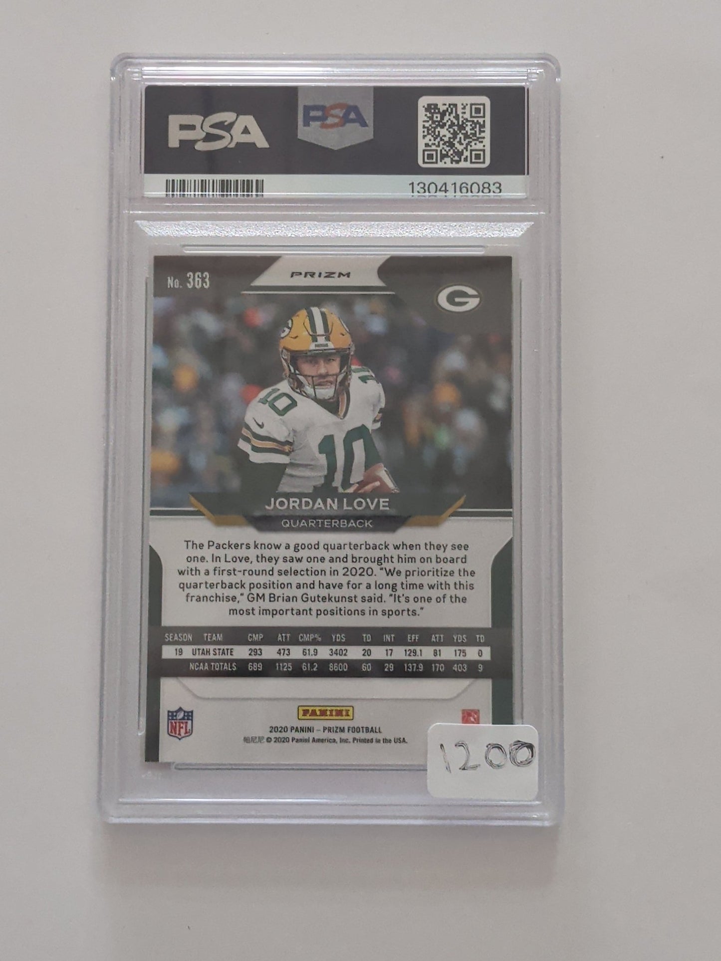 2020 Panini Prizm Jordan Love Autographed Neon Green Pulsar PSA Authentic DNA 10