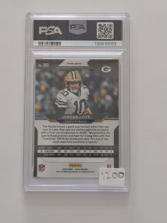 2020 Panini Prizm Jordan Love Autographed Neon Green Pulsar PSA Authentic DNA 10