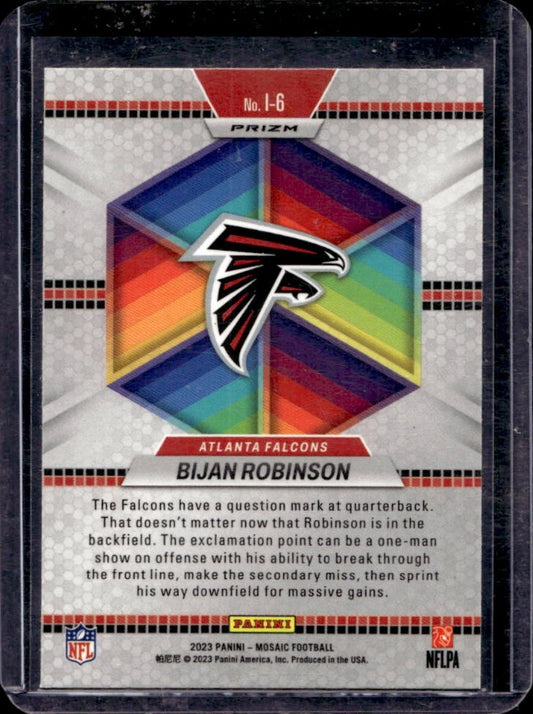 2023 Mosaic - Introductions Bijan Robinson #I-6 No Huddle Silver Prizm