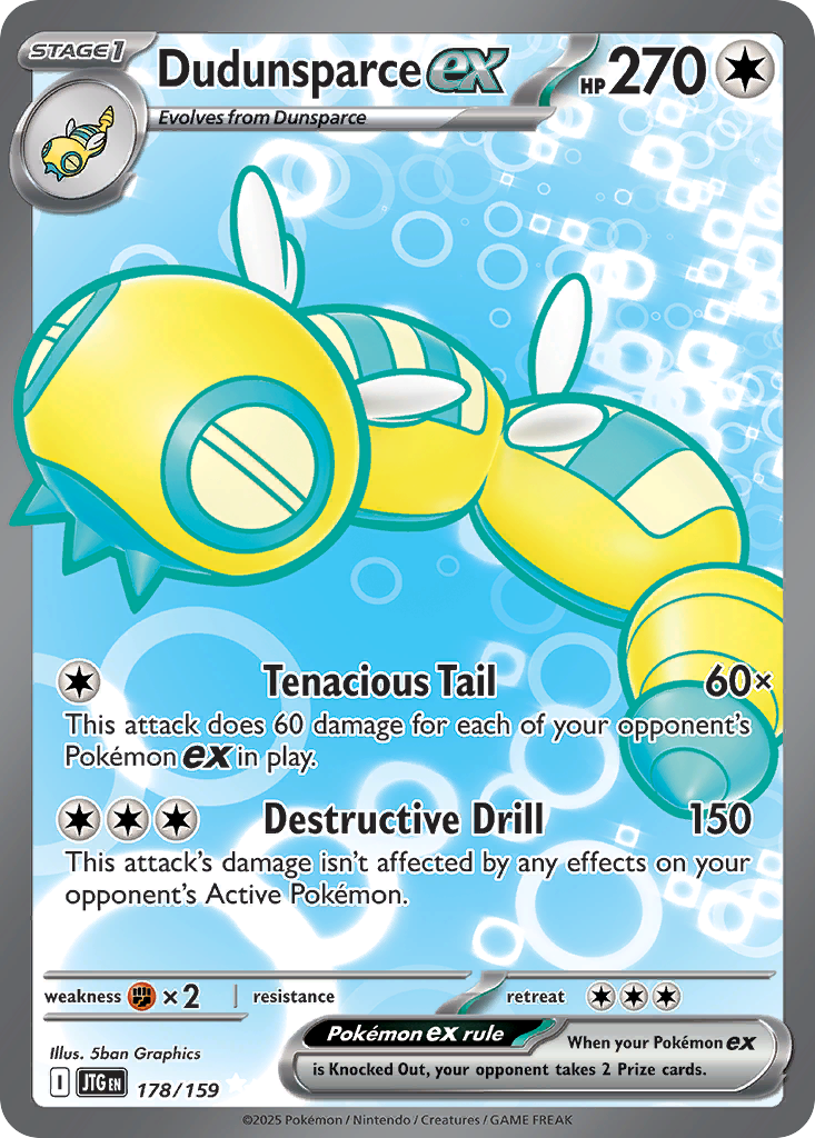 Dudunsparce ex 178/159 Ultra Rare Journey Together Pokemon Near Mint