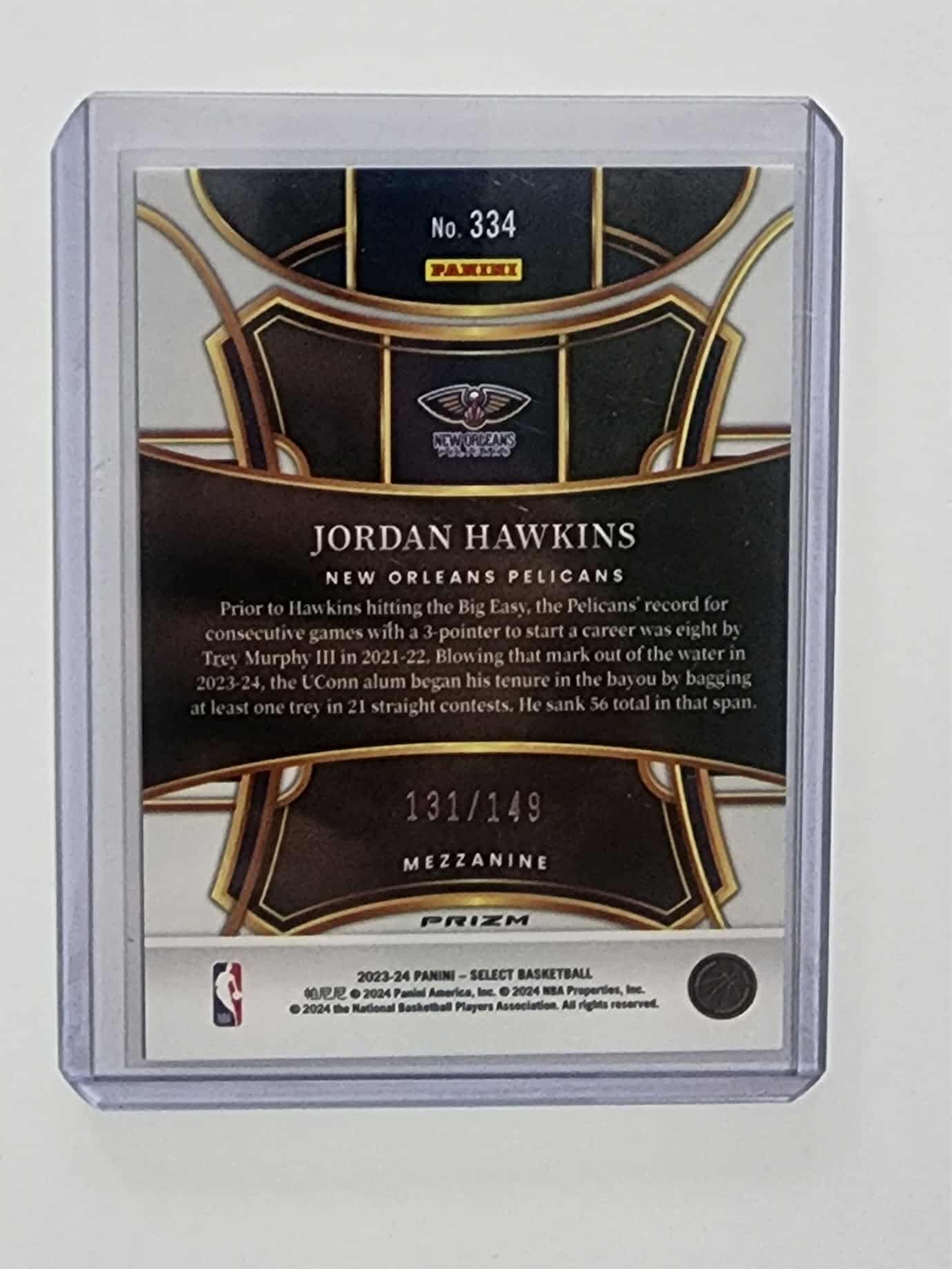 2023-24 Panini Select - Mezzanine Level Jordan Hawkins #334 White Prizm /149