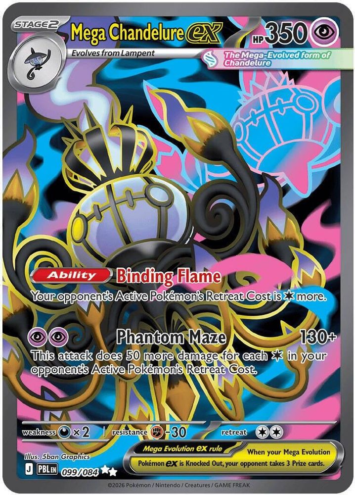 Mega Chandelure ex 099/084 Ultra Rare Pitch Black Pokemon Holo Near Mint