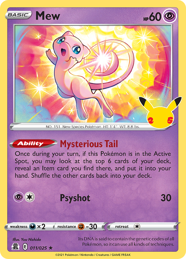 Mew 011/025 Holo Rare Celebrations Pokemon Near Mint