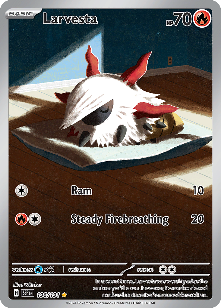 Larvesta 196/191 Illustration Rare Surging Sparks Pokemon Holo Near Mint