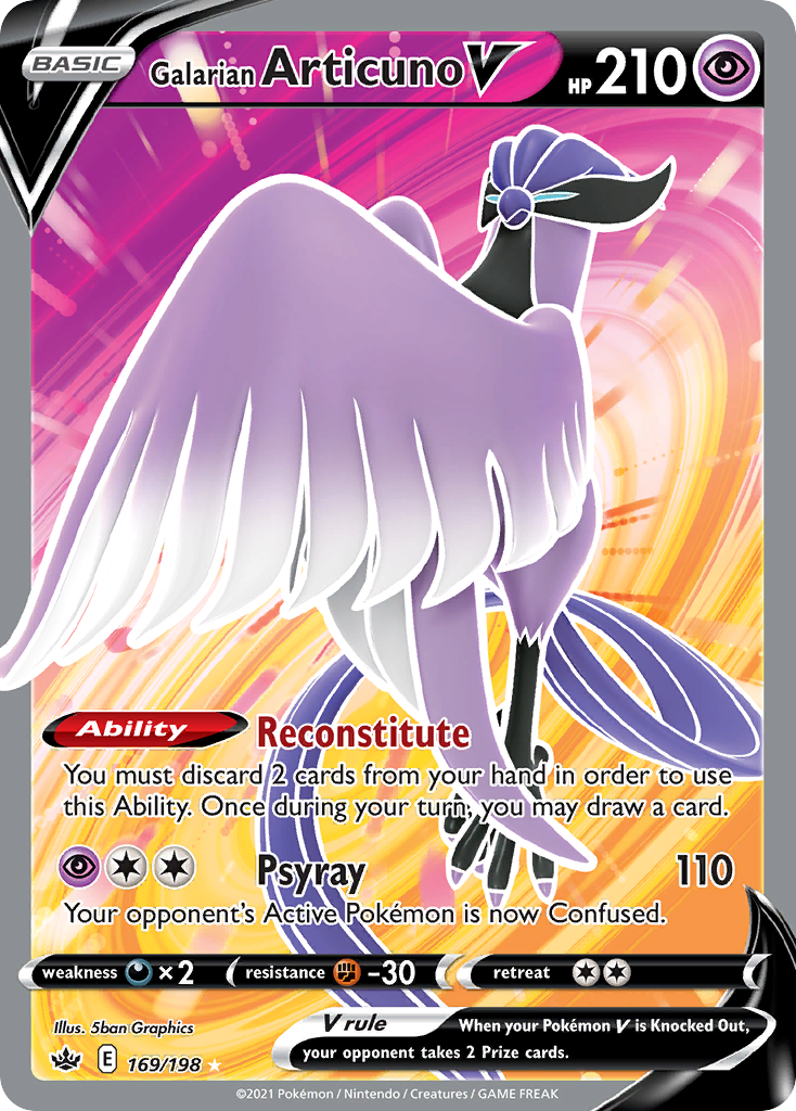 Galarian Articuno V 169/198 Ultra Rare Chilling Reign Pokemon Near Mint