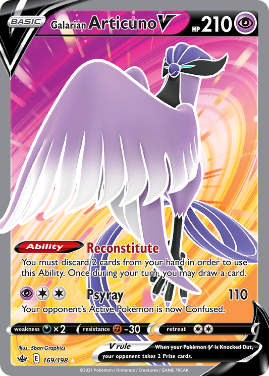 Galarian Articuno V 169/198 Ultra Rare Chilling Reign Pokemon Near Mint