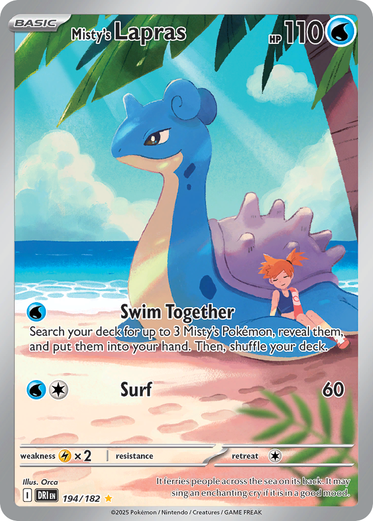Misty's Lapras 194/182 Illustration Rare Destined Rivals Pokemon Holo Near Mint
