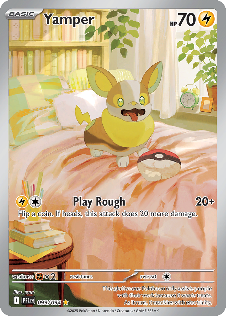 Yamper 099/094 Illustration Rare Phantasmal Flames Pokemon Near Mint
