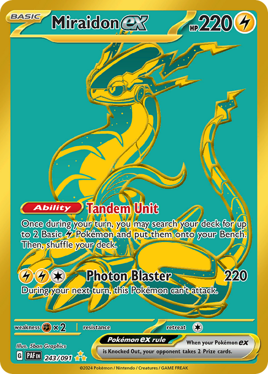 Miraidon ex 243/091 Hyper Rare Paldean Fates Pokemon Near Mint