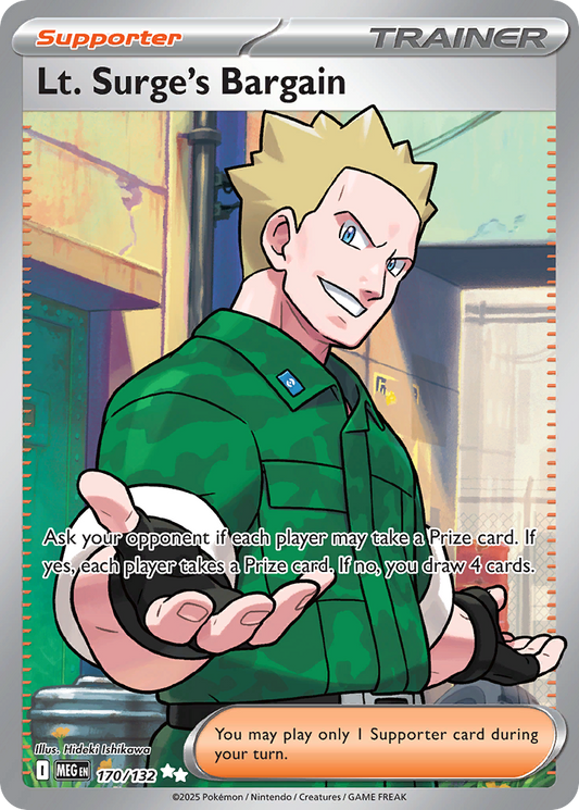 Lt. Surge's Bargain 170/132 Ultra Rare Mega Evolution Pokemon Near Mint
