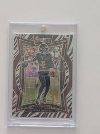 Jayden Daniels – 2024 Panini Select Concourse Zebra Shock SSP RC (No. 26)