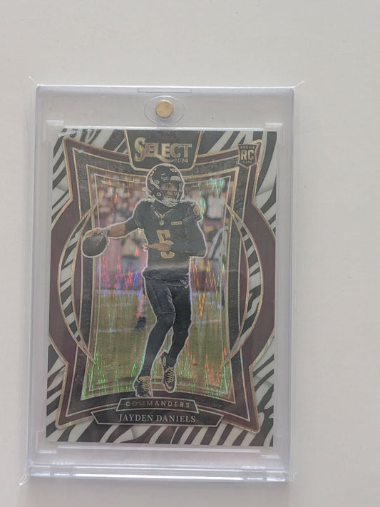 Jayden Daniels – 2024 Panini Select Concourse Zebra Shock SSP RC (No. 26)