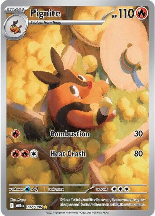 Pignite 097/086 Illustration Rare White Flare Pokemon Holo Near Mint