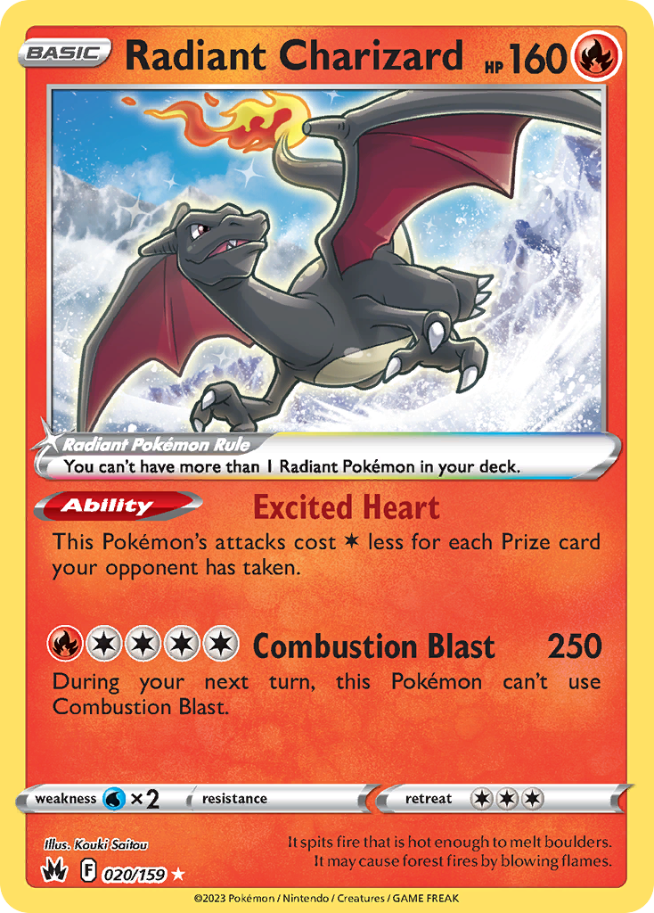 Radiant Charizard 020/159 Radiant Rare Crown Zenith Pokemon Holo Near Mint