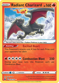 Radiant Charizard 020/159 Radiant Rare Crown Zenith Pokemon Holo Near Mint