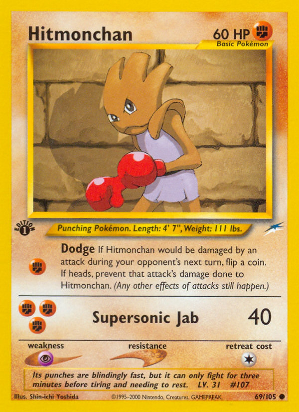 Hitmonchan 69/105 Common Neo Destiny Pokemon Near Mint