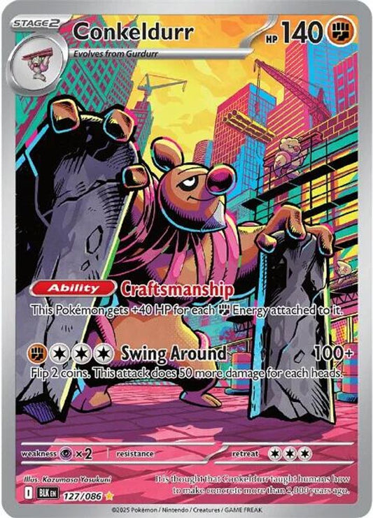 Conkeldurr 127/086 Holo Illustration Rare Black Bolt Pokemon Near Mint