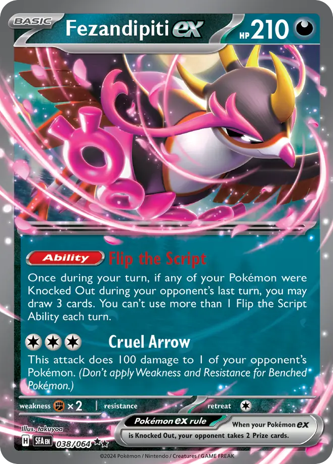 Fezandipiti ex 038/064 Double Rare Shrouded Fable Pokemon Near Mint