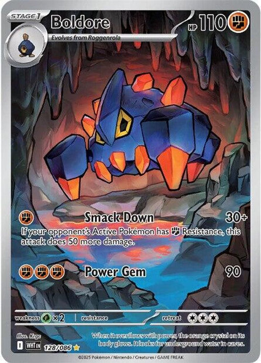 Boldore 128/086 Illustration Rare White Flare Pokemon Holo Near Mint
