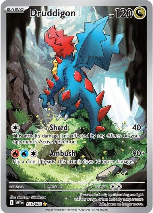 Druddigon 151/086 Holo Illustration Rare White Flare Pokemon Near Mint