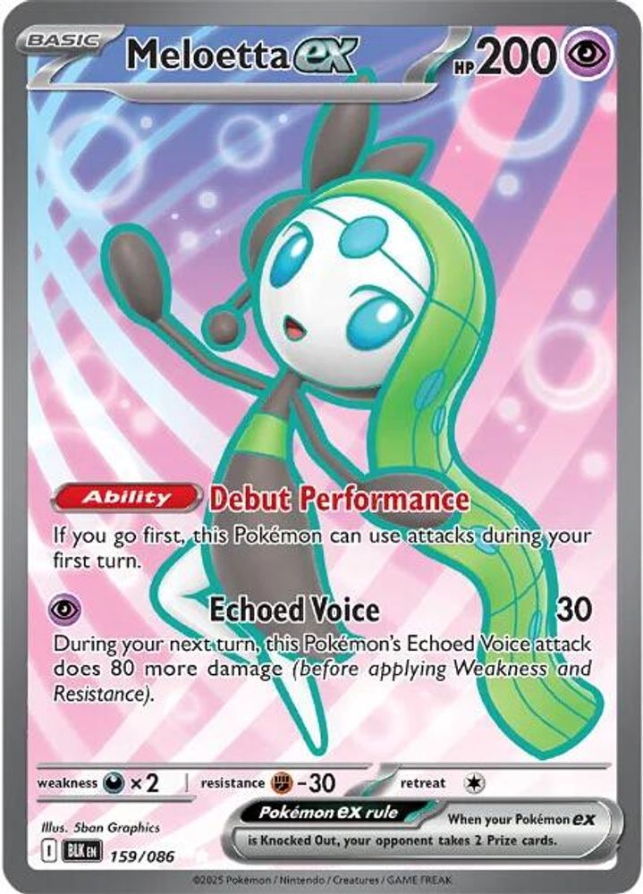 Meloetta ex 159/086 Holo Ultra Rare Black Bolt Pokemon Near Mint