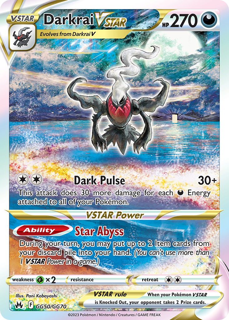 Darkrai VSTAR GG50/GG70 Holo VSTAR Rare Crown Zenith Galarian Gallery Pokemon NM